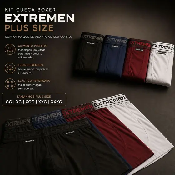 Kit com 2 - Cueca plus size Microfibra Liso