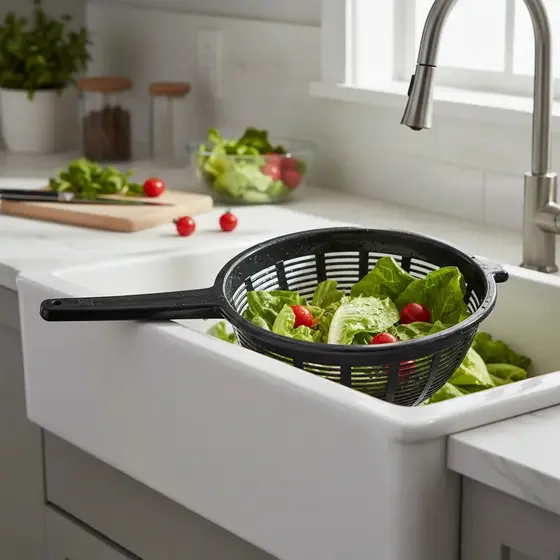 Escorredor de Alimentos Lava Tudo Cabo de Plástico para Frutas Legumes Macarrão de Cozinha Nitron