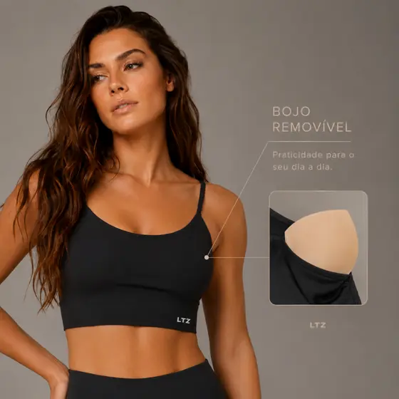 Top Fitness de Alça Poliamida Premium com Bojo Removível