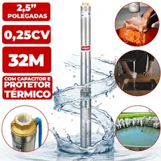Bomba Submersa Caneta para Poço Palito 1/4hp 2,5 BSCA2 Intech Machine