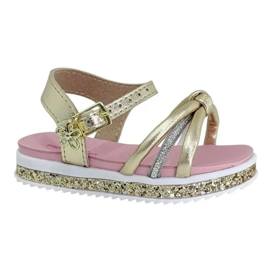 Sandalia Molekinha Menina Glitter Strass Tiras Finas 2724121