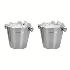 Kit 2 Balde Gelo Inox 1 Litro Pequeno Bebidas Whisky Açúcar Ideal para uso em mesa