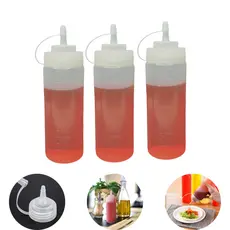 Kit 3 Bisnagas Para Molhos Flexível com Tampa 360ml Caldas e Condimentos, Hamburguerias, Food Truck