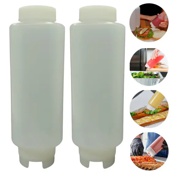 KIT 2 Bisnagas para Molho Invertida 720ml 24Oz Calda TIPO FIFO HAMBURGEURIA BAR HOTEIS E RESTAURANTE