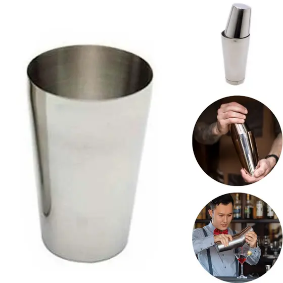 Copo em Aço Inox Mini Tin TAMPA COQUETELEIRA DE BOSTON Profissional 540 Ml Inox Sem Peso 18 Oz