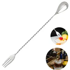 Colher Bailarina Com Ponta de Garfo 30cm "TRIDENTE" Inox REFRESCO, BARTENDER, COQUETEL, MIXOLOGIA