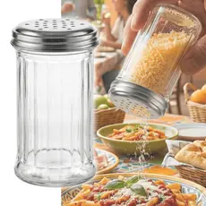 Polvilhador Queijeira Vidro Tampa Metal Temperos Saleiro Sal Pimenteiro Porta Condimentos
