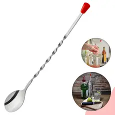 Colher Bailarina Profissional 29cm com Ponta Vermelha - Ideal para Coquetéis, Sucos e Kit de Bar