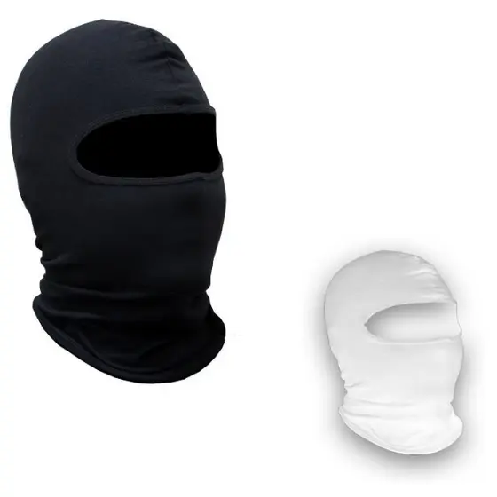 Touca Ninja Preta/Branca Balaclava Algodão Frio Resistente Proteção UV50 Envio Rápido