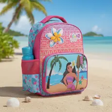 Mochila Escolar Infantil 35cm Aloha Colorida Menina Reforcada Rosa e Lilas