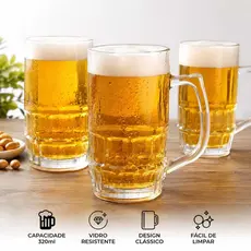 Kit 6 Xicaras Canecas De Vidro Diamond 320ml Premium Jogo De Café Chá Cozinha Servir Luxo