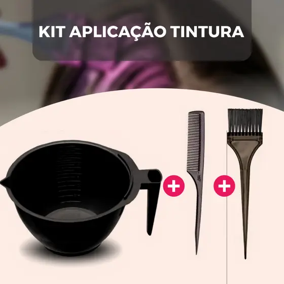 Kit Aplicação Tintura Profissional com Pincel, Cumbuca e Pente Fino para Cabelos – Cores Sortida