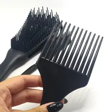 Kit Cuidados Cabelo Cacheado Crespo Escova Polvo Pentes 3 Fileiras Pente Garfo
