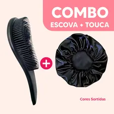 Kit Escova Mágica Desembaraçadora e Touca de Cetim