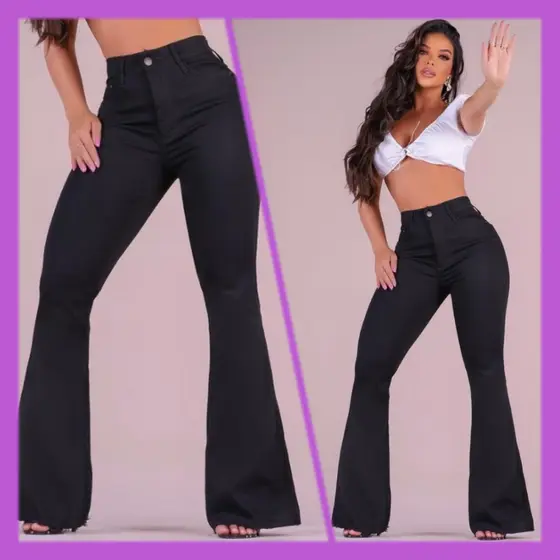 calça flare jeans feminina