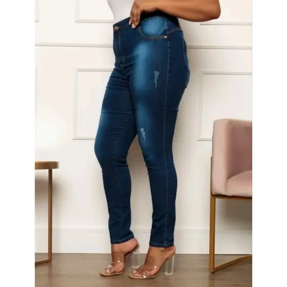 Calça  plus size jeans skinny plus size feminina