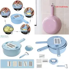 Cortador Multifuncional de legumes redondo multifuncional  Azul cortador de legumes picador vegetais espiralizador de cozinha processador de alimentos manual Envio Imediato Rio de Janeiro