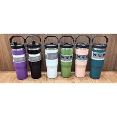 Copo Térmico 900ml com Alça Flip Straw Garrafa Texturizada com canudo Aço Inox 900ml Top  Novo Modelo