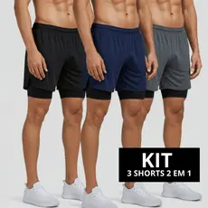 Kit 3 Shorts de Compressão para Corrida ou Academia