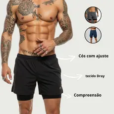 Short 2 em 1 Masculino Bermuda de compressão para Treino