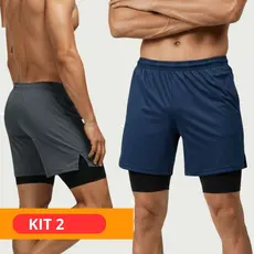 KIT 2 Shorts Masculino 2 em 1 Corrida Premium Para treino