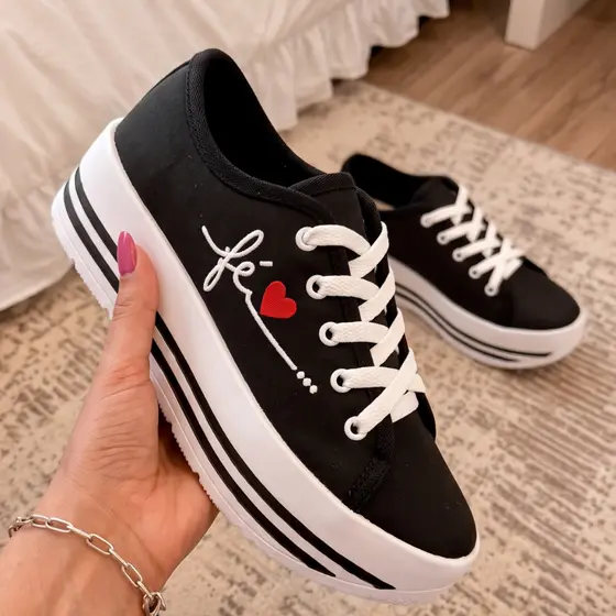 Tenis Feminino Plataforma fé Leve Confortavel Para Uso No Dia A Dia Casual