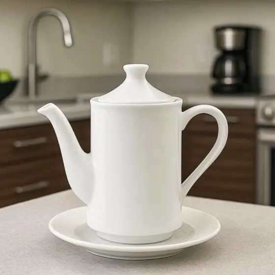 Bule de Chá Porcelana Branca 650ml com Tampa Resistente Mesa Posta e Decoração