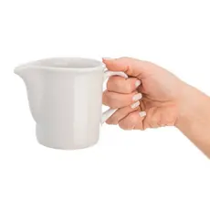 Jarra Leiteira Porcelana Branca 350ml Alça e Bico Modelo Reto