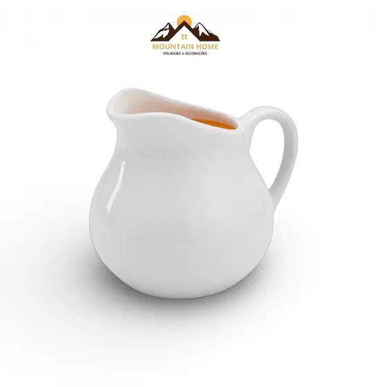 Jarra Leiteira de Porcelana Branca 750ml – Anatômica com Alça Cozinha Mesa Posta