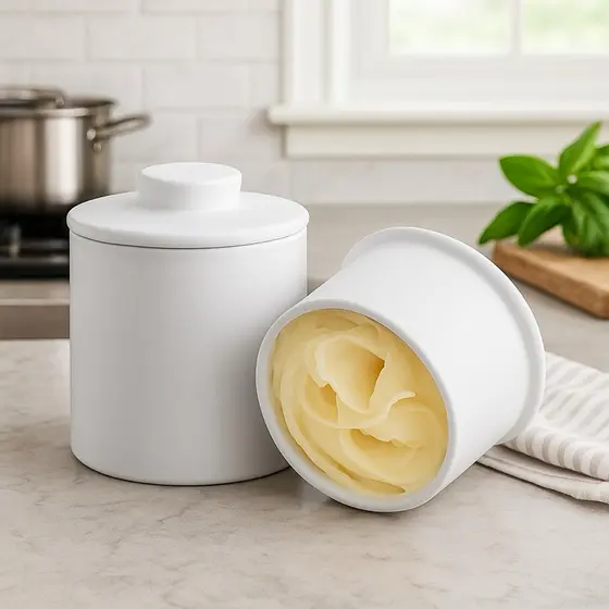 Manteigueira Francesa Porcelana Premium 200g Manteiga Cremosa Sempre