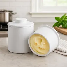Manteigueira Francesa Porcelana Premium 200g Manteiga Cremosa Sempre