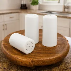 Kit 3 Peças Porta-Tempero Porcelana Branca Saleiro Pimenteiro Paliteiro Cozinha e Decoração