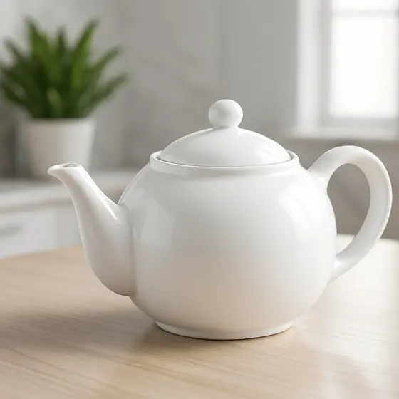Bule Porcelana Branca 500ml Com Tampa e Alça Microondas Lava Louças Chá Café Chocolate Quente