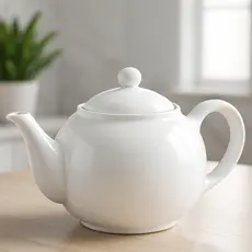 Bule de Porcelana 1,2L Branco Anatômico com Tampa e Alça Mesa Posta Cozinha Decoração