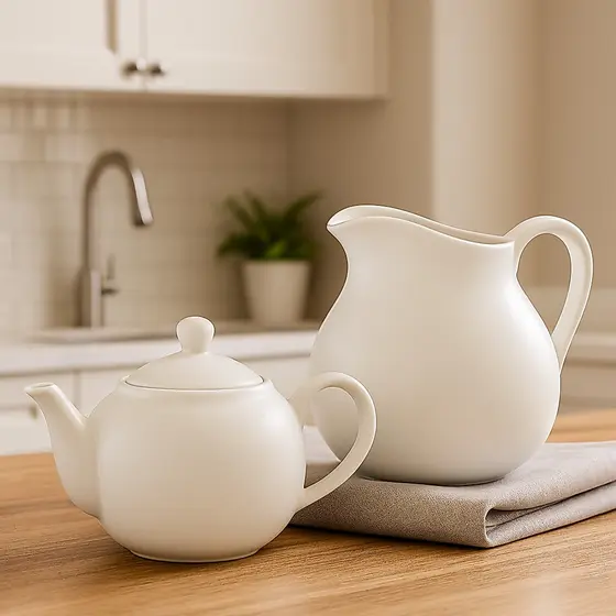 Kit café cha bule 500ml e Leiteira 750ml Porcelana Branca Mesa Posta Cafe Chá Cozinha Decorativa