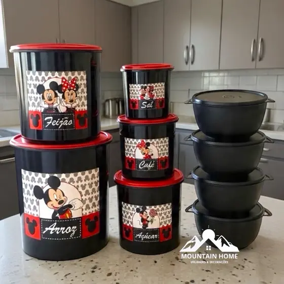 Kit de potes mantimentos 5 peças + 4 potes Bowl redondos para cozinha