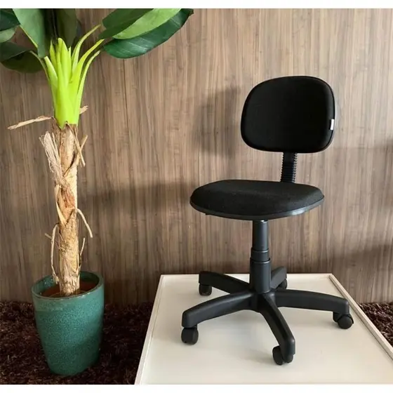 Cadeira de Escritório Giratória Secretária Preta Conforto Espuma Injetada