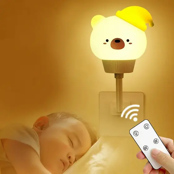 Luz Noturna Led Bebê USB Controle Remoto Dimerizável Abajur Luminária Quarto Regulável