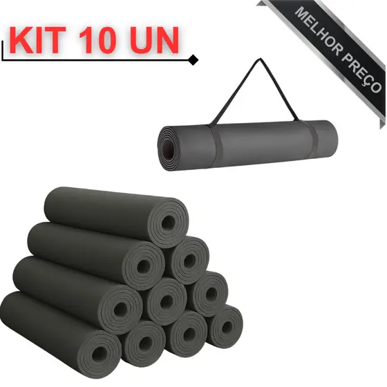 Kit 10 Tapete Yoga Mat Colchonete Tatame 1,70mx55cmx5mm Exercício em Casa