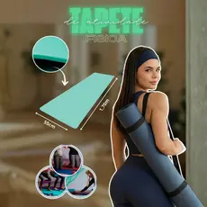 Tapete Yoga Fitness Antiderrapante 5mm com Alça Exercícios Alongamento Treino em Casa