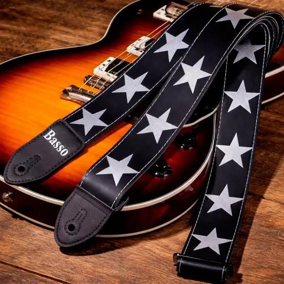 Correia Basso Estrela Preto Para Guitarra Violão Baixo SF01 Confortável Alça Cinta Instrumento