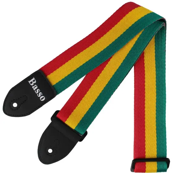 Correia Basso SF29 Rasta para Violão Guitarra e Baixo com Ponteira Reforçada Resistente Alça Original