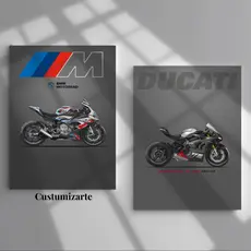 Kit 2 Quadros Decorativos/Motos Bmw s1000rr m, Durati Panigale V4 sp2/Decoracao casa, escritorio, oficina, quarto.