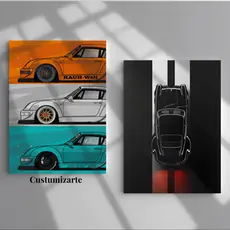 Kit 2 Quadros Decorativos Carros/Porsche/Decoração Casa, Escritório, Oficina, Quarto.