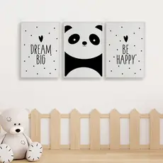 Kit 2 Quadros Decorativos, Ursinho Banda, Grande sonho, Para Decoração de Quarto, Criança, Menino, Menina, MDF 20x28.