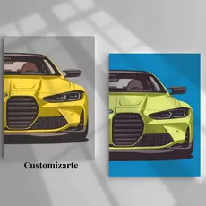 Kit 2 Quadros Decorativos Carro Esportivo BMW M3/ Para Oficina, Sala, Escritório, Quarto, MDF 20x28.