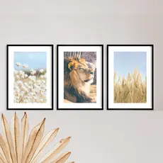 Kit 3 Quadros Decorativos, Leão Plaquinhas Religiosa, Para Sala, Escritório, Igreja, Quarto, MDF 20x28.