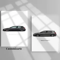 Kit 2 Quadros Decorativos/Volks Golf GTI/Oficina, Escritório, Quarto, Sala, Colecionador, MDF 20x28.