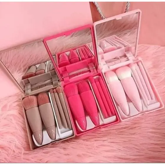 Kit De Maquiagem Estojo Com 5 Pinceis Multiuso Elegância Portatil
