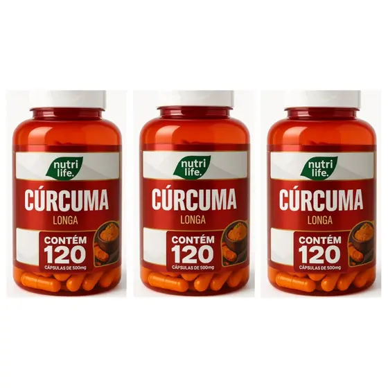 CÚRCUMA LONGA AÇAFRÃO DA TERRA 100% NATURAL PURA 120 CÁPSULAS SUPLEMENTO MÁXIMA ABSORÇÃO
